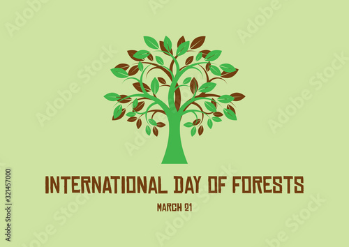 International Day of Forests vector. Tree silhouette vector. Simple Tree icon vector. Green graphic tree vector. Day of Forests Poster  March 21. Important day