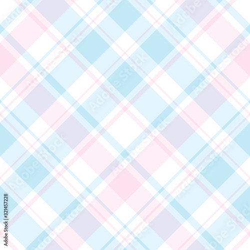 Seamless pattern in fantasy white, light pink and blue colors for plaid, fabric, textile, clothes, tablecloth and other things. Vector image. 2