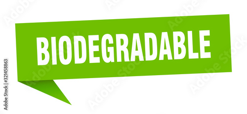 biodegradable speech bubble. biodegradable ribbon sign. biodegradable banner