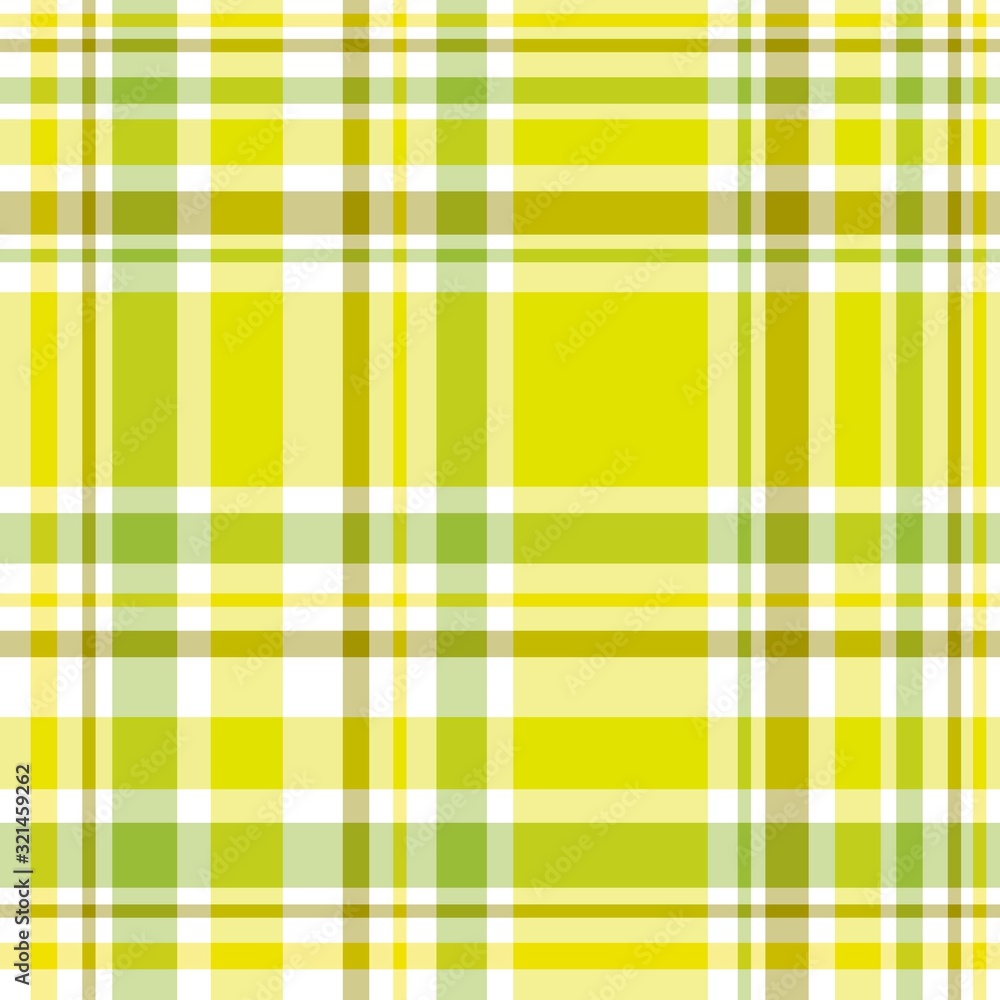 Seamless pattern in fantasy white, yellow and swamp green for plaid, fabric, textile, clothes, tablecloth and other things. Vector image.