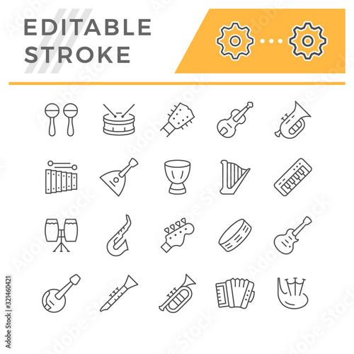 Set line icons of music instruments