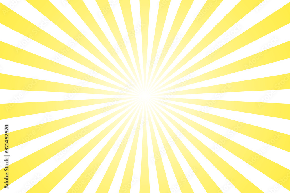 Sunburst retro sun rays yellow background. Abstract summer sunny. Vintage radial texture. - obrazy, fototapety, plakaty 
