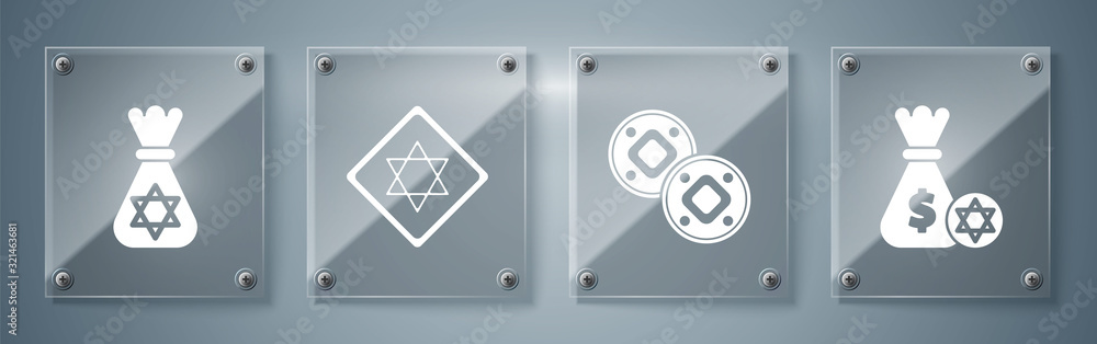 Set Jewish money bag with star of david and coin, Jewish coin, Star of ...