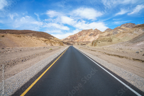 on the road on artists drive in death valley national park  california  usa