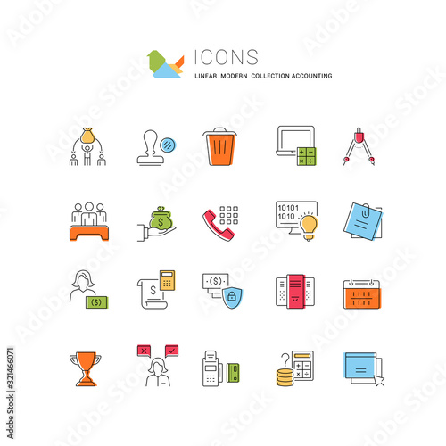 Set Vector Line Icons of Accounting.