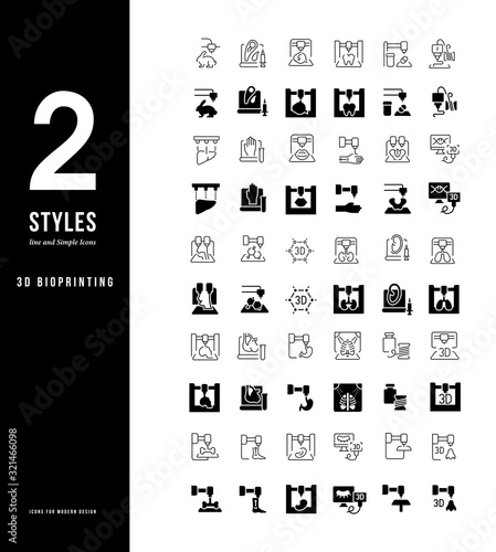 Simple Line Icons of 3D Bioprinting