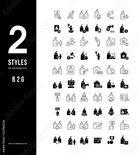 Simple Line Icons of B2G