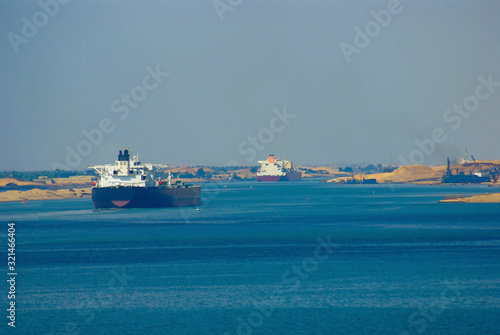 Konstfotografi Product tanker vessel enter to Suez Canal in transit from south to nord