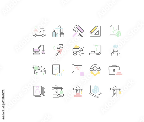 Set Vector Line Icons of Construction Business