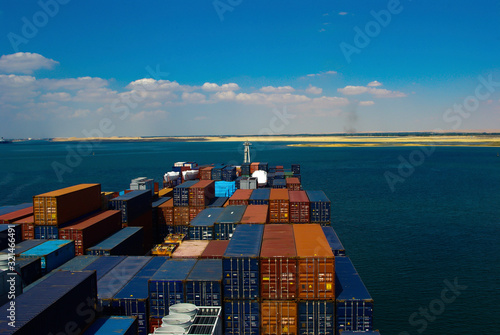 Photo of the cargo deck fully loaded with containers 