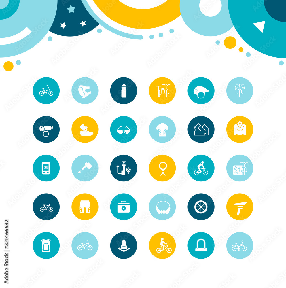 Set of Simple Icons of Cycling Set of Simple Icons of Cycling