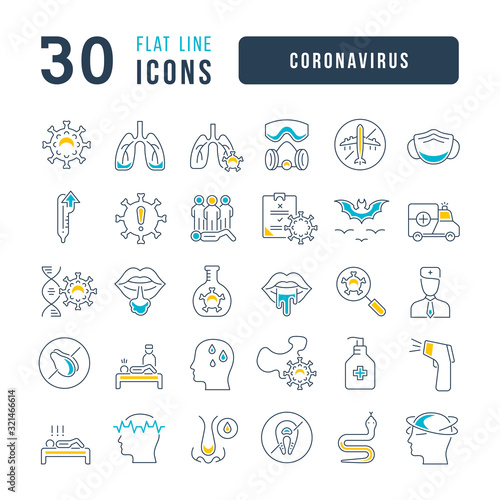 Vector Line Icons of Coronavirus