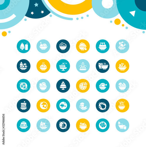Set of Simple Icons of Dishes