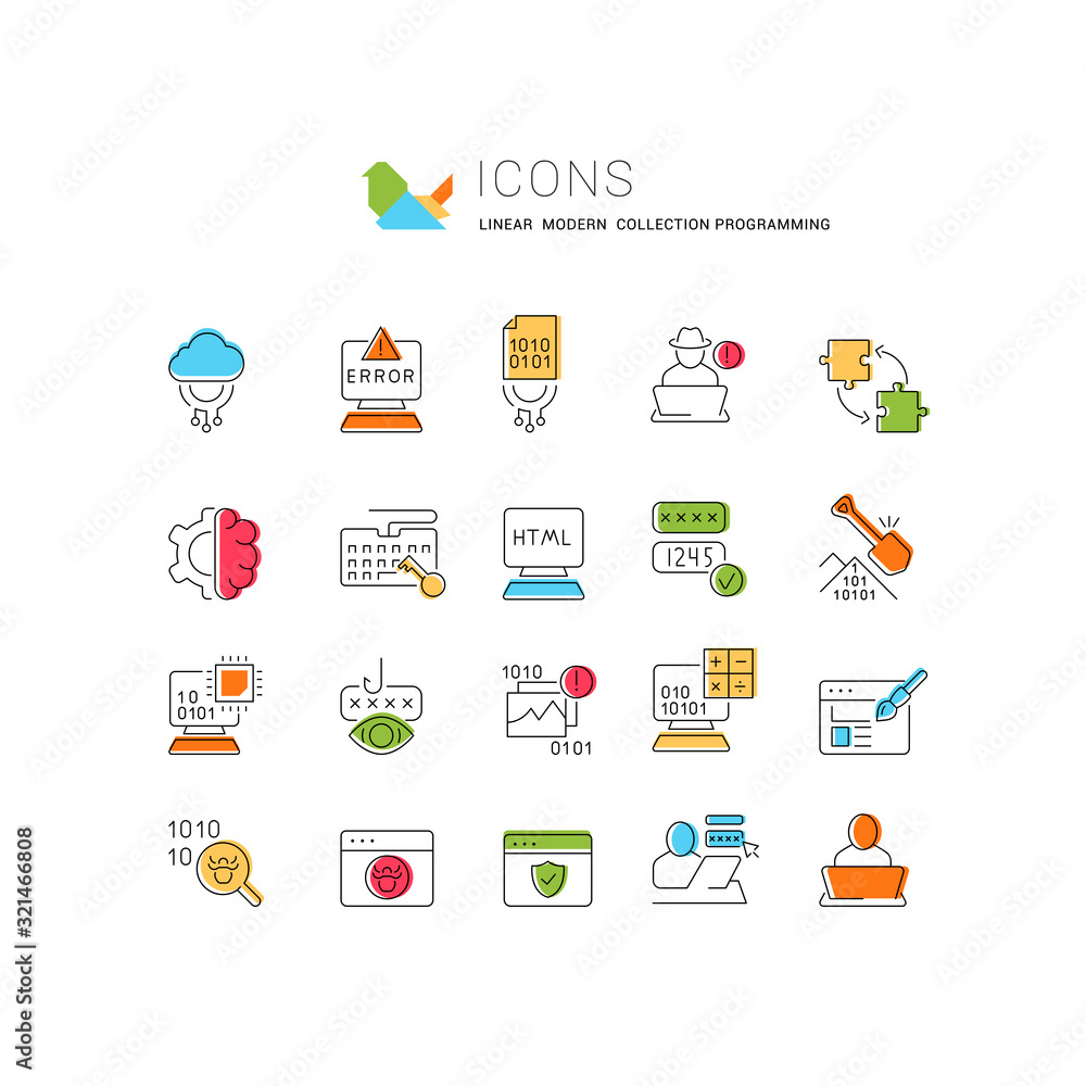 Set Vector Line Icons of Programming Stock Vector | Adobe Stock