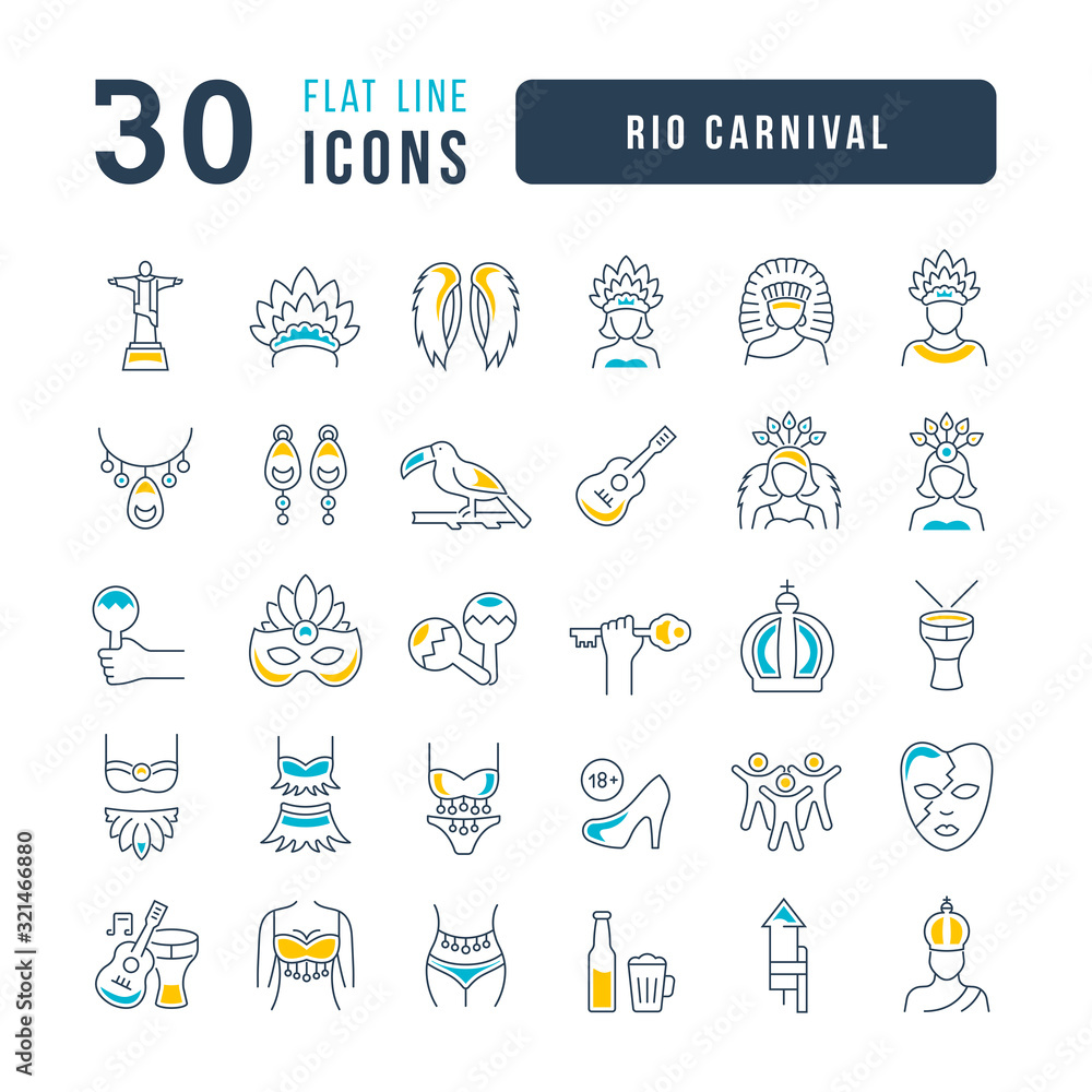 Vector Line Icons of Rio Carnival Vector Line Icons of Rio Carnival