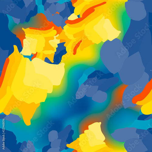 UFO camouflage of various shades of blue, green, yellow and orange colors