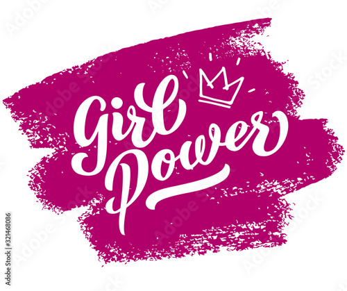 Girl power - vector lettering of hand drawn . GIRL POWER hand lettering. Feminist slogan, phrase or quote. Modern vector illustration for t-shirt, sweatshirt or other apparel print. EPS  10