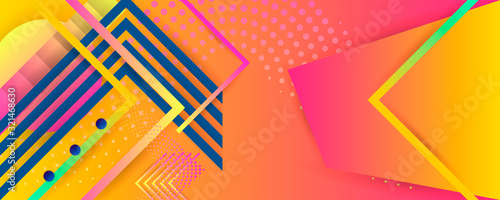 Bright background template summer juicy colors background with geometric elements, lines and dots