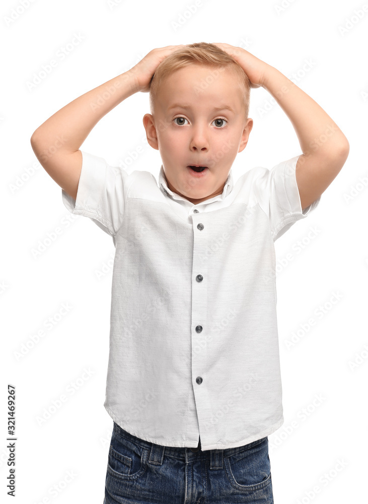 Portrait of cute little boy on white background Portrait of cute little boy on white background