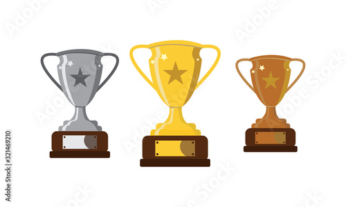 bronze silver and gold trophy