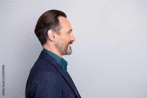 Foto Close-up profile side view portrait of nice attractive cheerful cheery middle ag