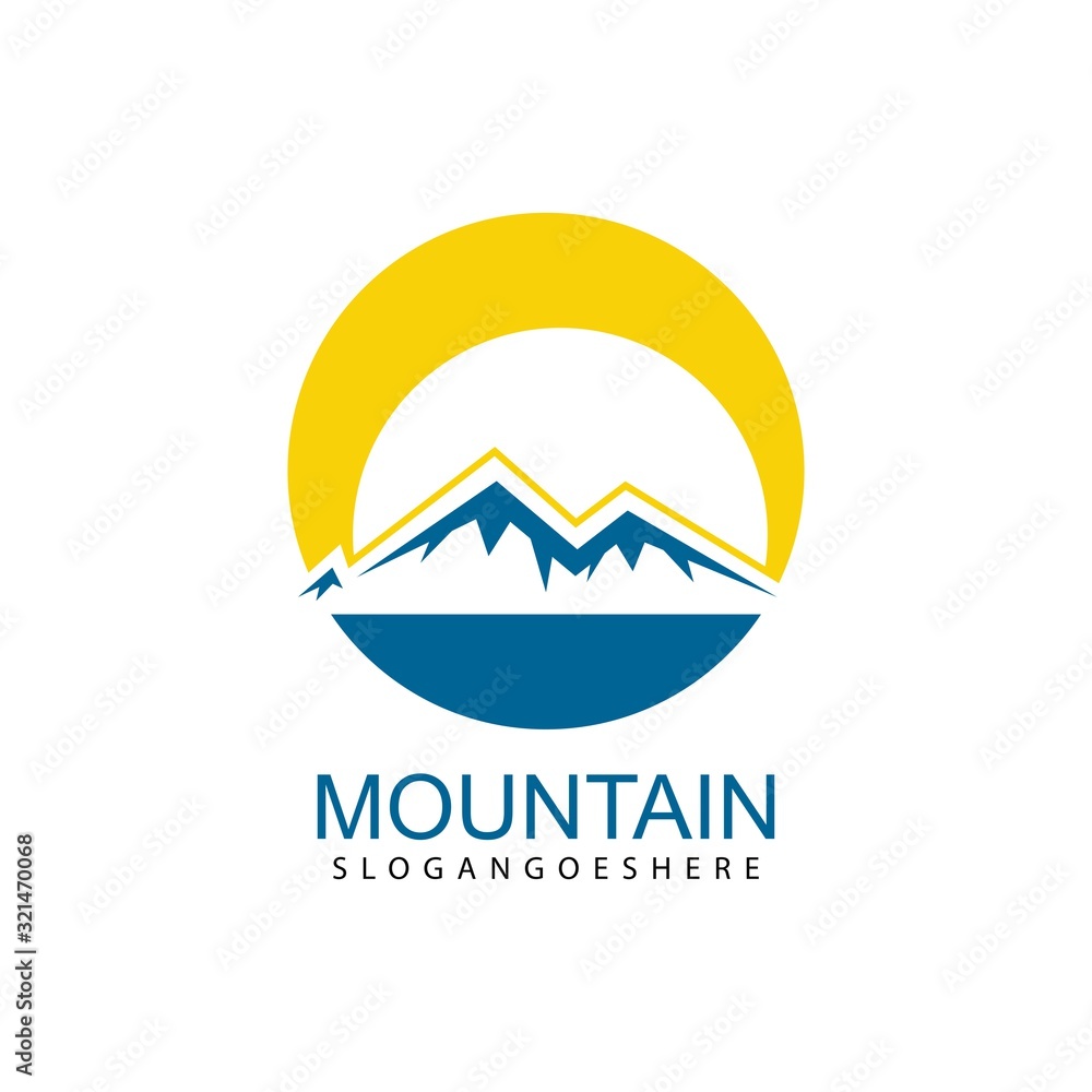 Mountain logo design icon template. Nature mountain expedition vector illustration