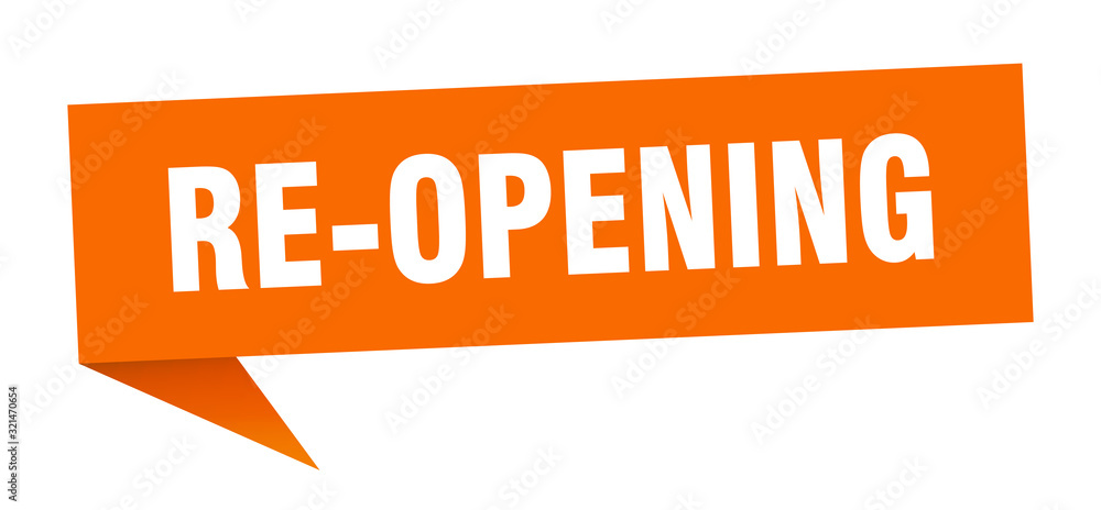 re-opening speech bubble. re-opening ribbon sign. re-opening banner re-opening speech bubble. re-opening ribbon sign. re-opening banner