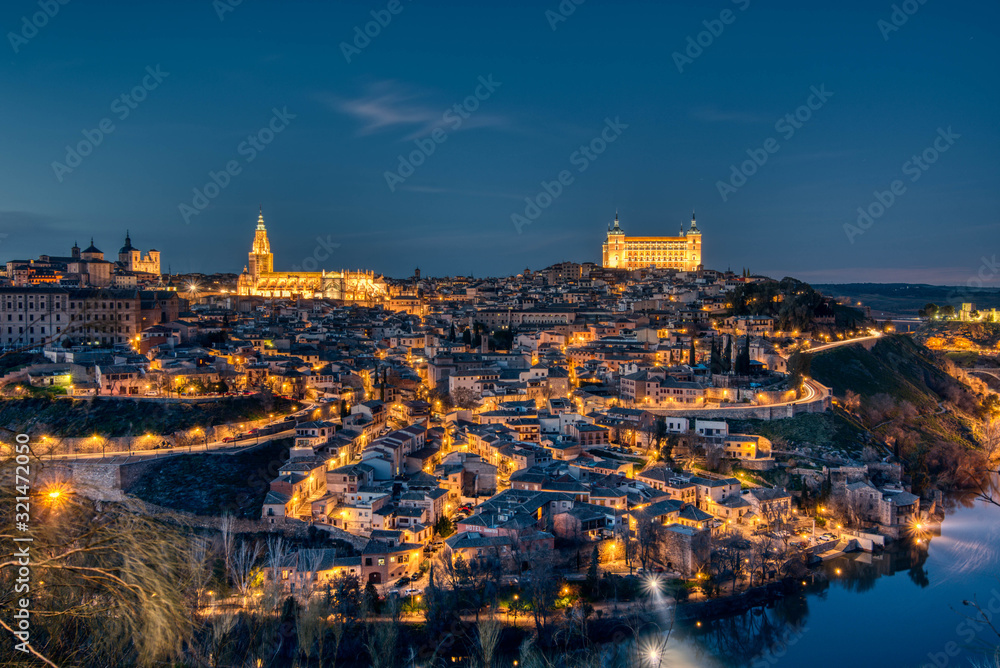 Sunset in the ancient town of Toledo (Spain, Europe)