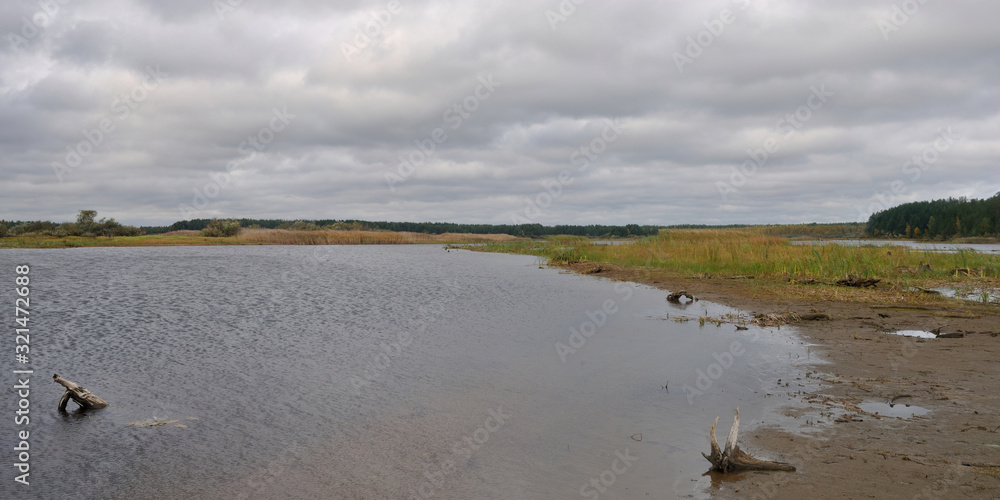 Autumn fishing in Karelia, nature and landscapes of Karelia. Beautiful panorama.