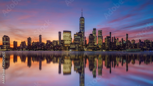 New York City downtown skyline at sunset - beautiful cityscape © f11photo