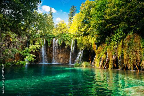 Plitvice lakes  Croatia. Beautiful place visited by thousands of tourists every year. 