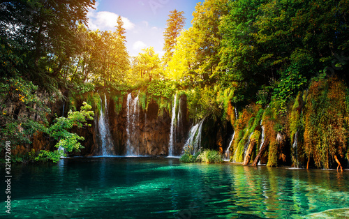 Plitvice lakes  Croatia. Beautiful place visited by thousands of tourists every year. 