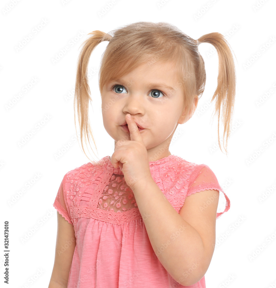 Portrait of cute little girl on white background Portrait of cute little girl on white background
