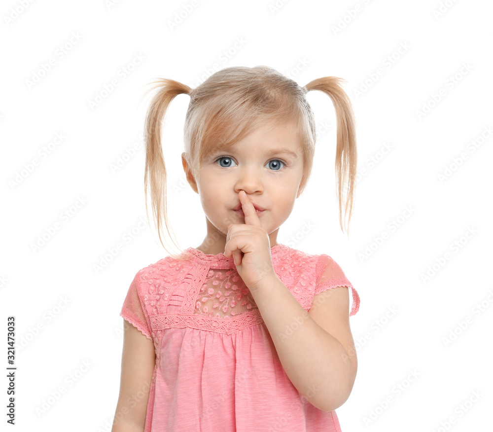 Portrait of cute little girl on white background Portrait of cute little girl on white background