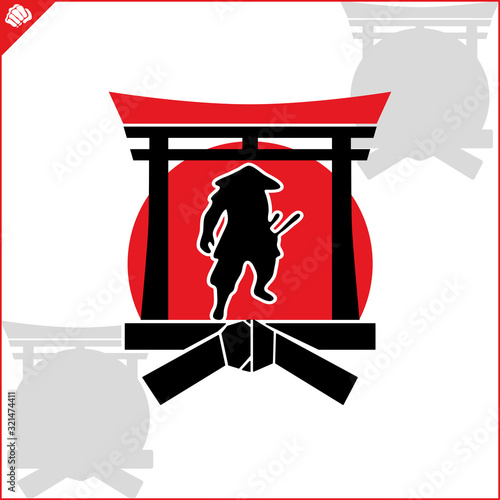 Martial art colored simbol design. Karate emblem.