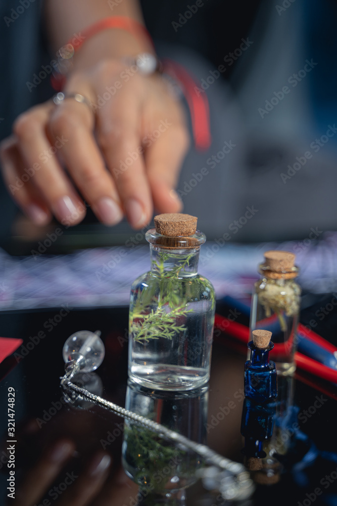 Spiritual healers hand with a protective bracelet