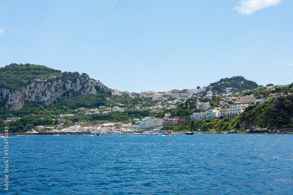 Capri is an island located in the Tyrrhenian Sea off the Sorrento Peninsula, on the south side of the Gulf of Naples in the Campania region of Italy.