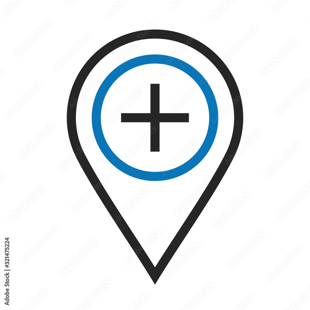 Twin color hospital church Location Icon on white background to use in web application interface. It can also be used for travel and tourism industry. Twin color hospital church Location Icon on white background to use in web application interface. It can also be used for travel and tourism industry.