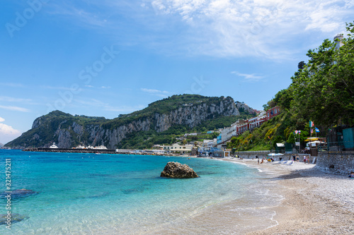 Fototapeta Naklejka Na Ścianę i Meble -  Marina Grande beach in world famous Capri island. Campania, Italy.