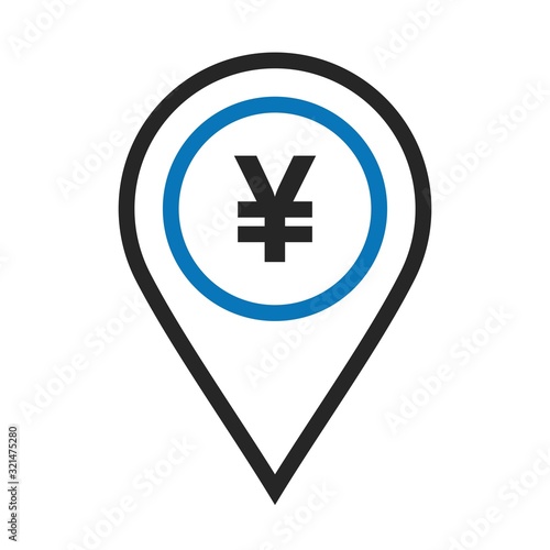 Free Download Twin color Bank ATM Yen currency Location Icon on white background to use in web application interface. It can also be used for travel and tourism industry. - GFXLoad