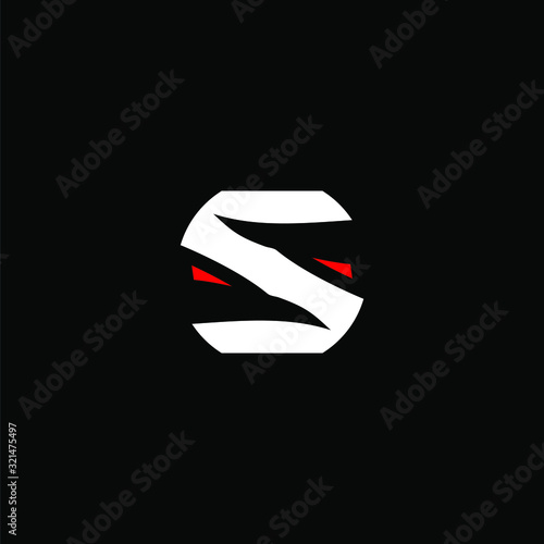 Initial letter S logo template with eagle head negative space illustration in flat design monogram symbol