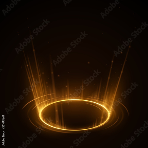 Gold light circle with rays