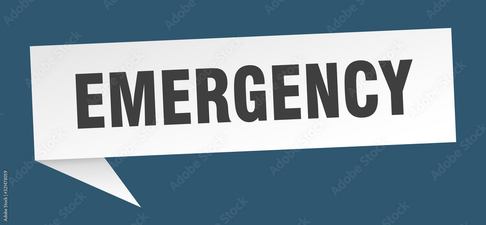 emergency speech bubble. emergency ribbon sign. emergency banner
