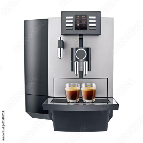Billede på lærred Espresso Coffee Machine Isolated on White