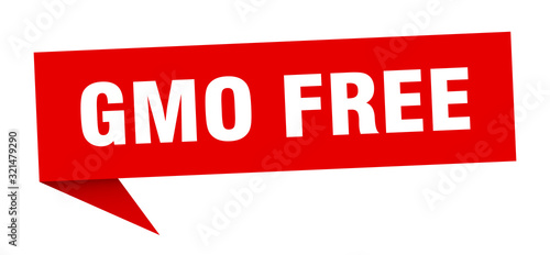 gmo free speech bubble. gmo free ribbon sign. gmo free banner