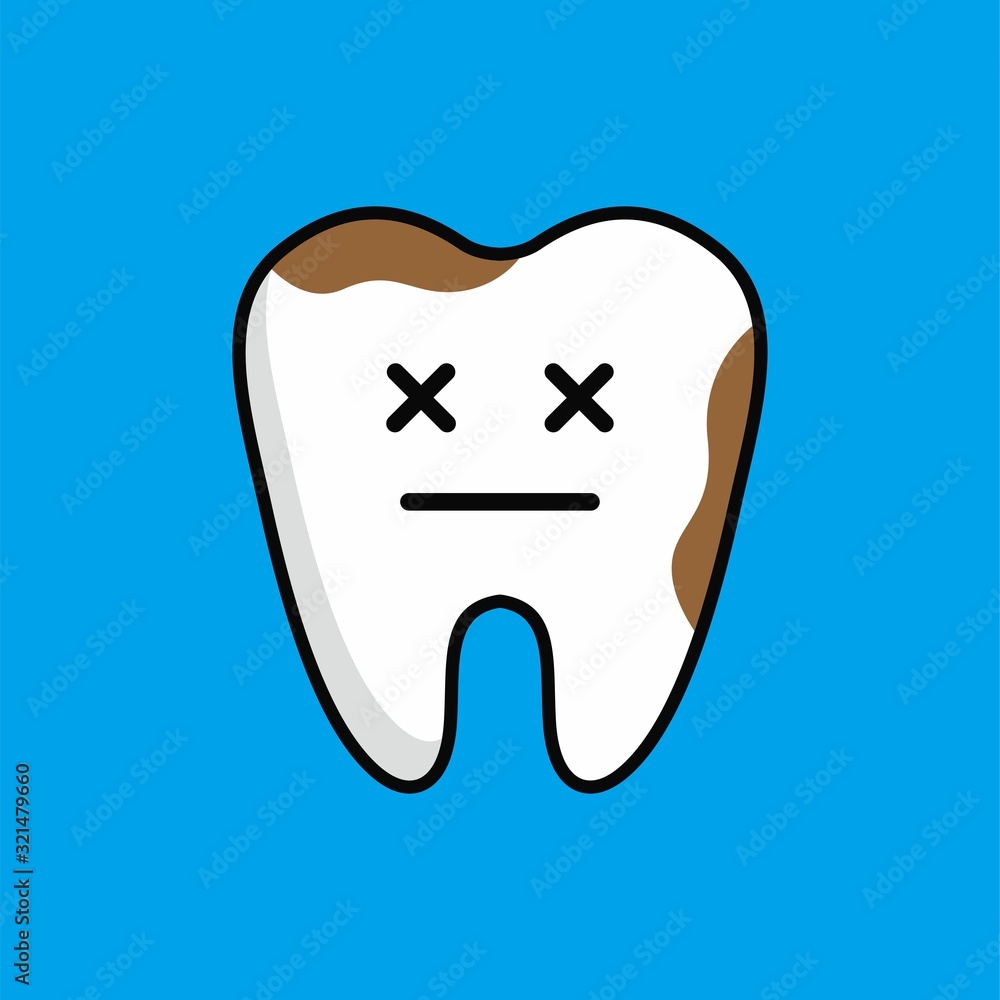 Cartoon of Cute Dirty Teeth Character Design, Teeth Icon Illustration Template Vector Cartoon of Cute Dirty Teeth Character Design, Teeth Icon Illustration Template Vector