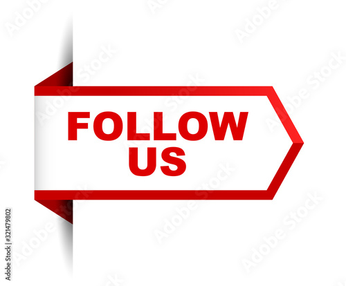 red vector banner follow us