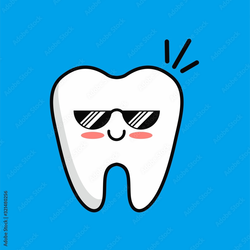 Cartoon of Cute Cool Teeth Character Design, Teeth Icon Illustration Template Vector Cartoon of Cute Cool Teeth Character Design, Teeth Icon Illustration Template Vector