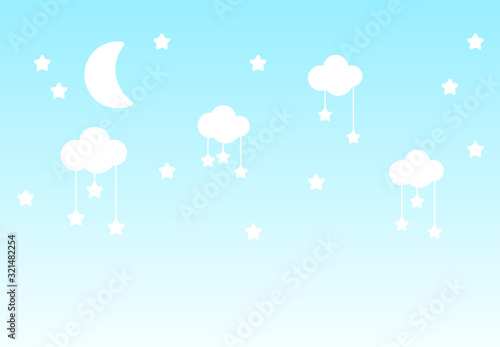 starry sky with stars and moon ideal for baby