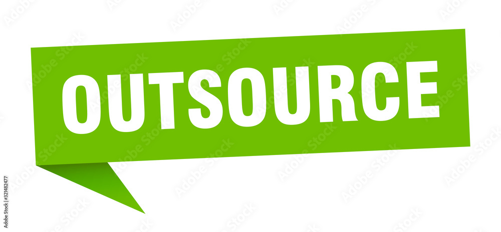 outsource speech bubble. outsource ribbon sign. outsource banner